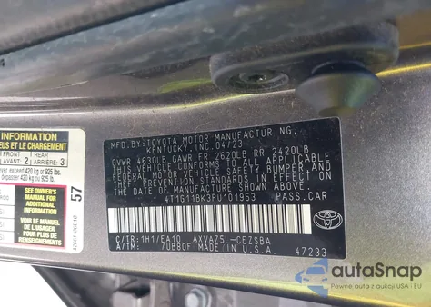 2023 Toyota Camry Se Awd from USA, damaged, VIN 4T1G11BK3PU101953